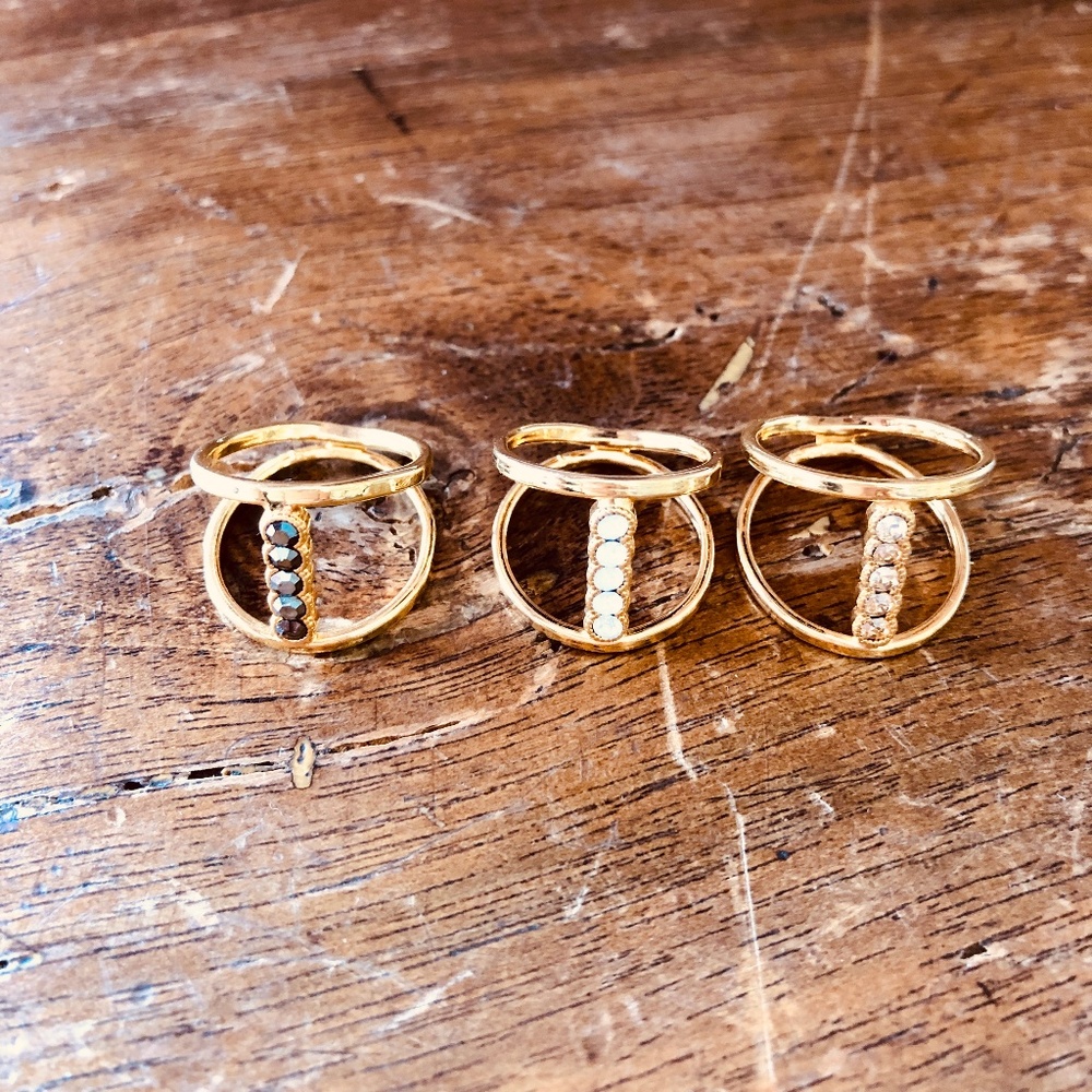Open Shank "Bar" Rings with Swarovski